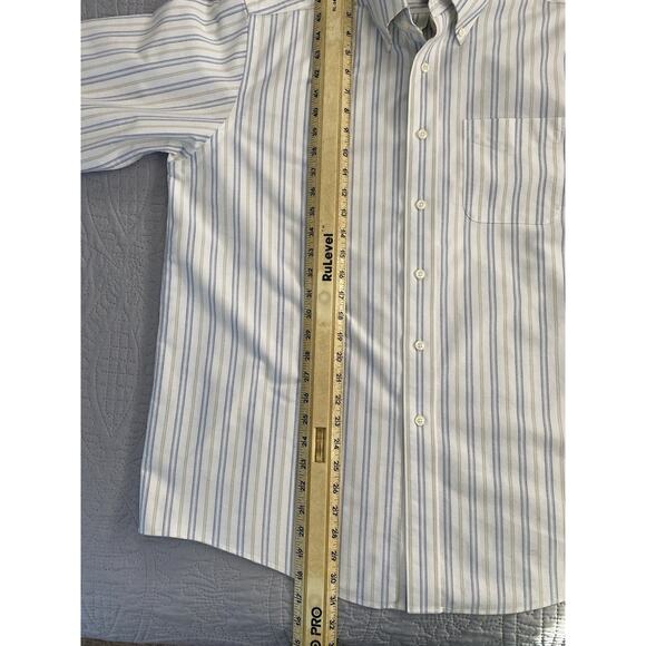 Men’s LL Bean Classic Oxford Wrinkle Resistant Sz 32 16 1/2” Blue Yellow White S - Picture 7 of 8